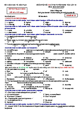 Đề ôn tập thi tuyển sinh vào Lớp 10 môn Tiếng Anh - Mã đề 30 (Có đáp án)